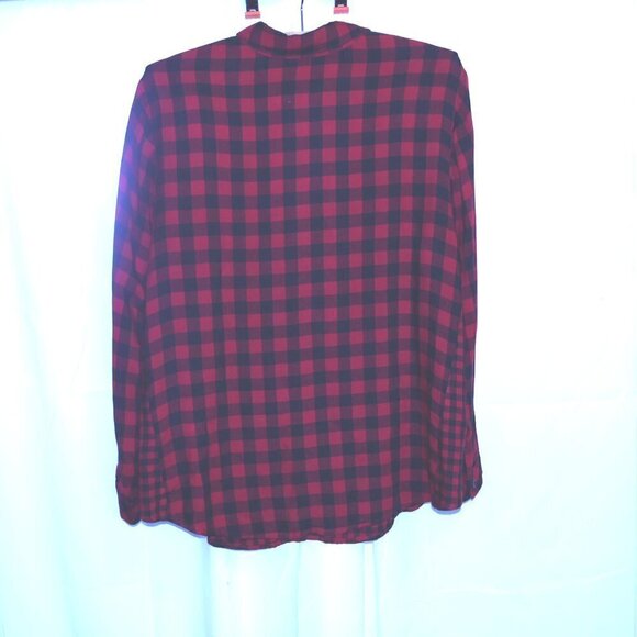 J Jill Buffalo Check Soft Flannel Shirt Long Roll Tab Sleeves  Rounded Hem - Picture 8 of 16